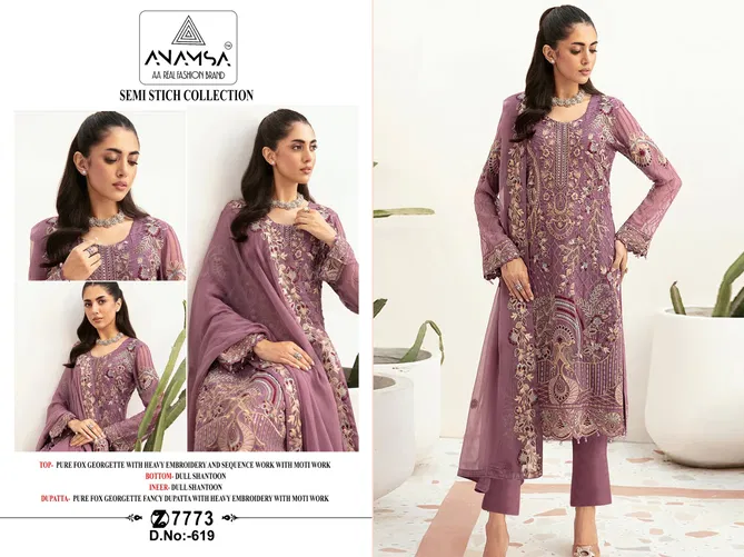 Anamsa 619 Faux Georgette Embroidery Pakistani Suit Wholesale Online